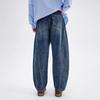 NVG·YOUNG Men's Washed Blue Loose Fit Curved Straight Leg Denim Jeans