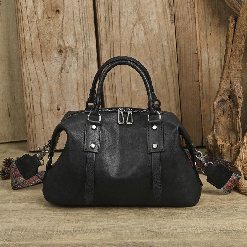 Johnature Retro Women's Bag Genuine Leather Large Capacity Handbag Soft Cowhide Versatile Shoulder Bag