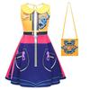 Kids Girls Anime Cartoon POP Singer Super Star Rumi Mira Zoey Printed Lapel Collar Sleeveless Dress Bag Set Halloween Cosplay Costumes