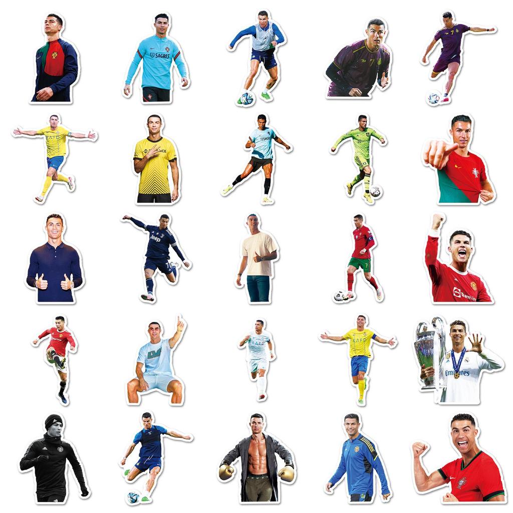 50 Cristiano Ronaldo Graffiti Stickers for Water Bottles, Luggage, Skateboards & DIY Football Star Decor.