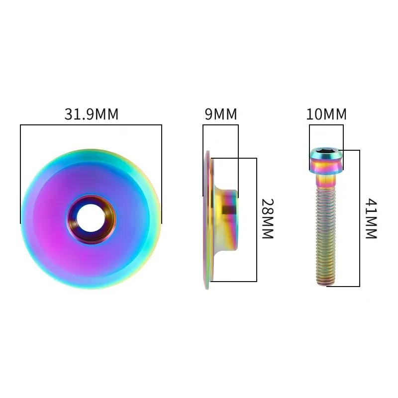 MUQZI Titanium Top Cap MTB Headset Top Cap MTB Road Folding Bike Headset Stem Cover with Titanium Bolt M6 X 35mm