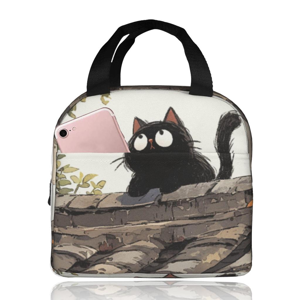 Black Cat Anime Lunch Bag with Insulated and Perfect for and Large Easy To Carry Pockets, Cooling, Commuting, School, Picnics, Men, Women, Students,