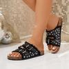 Summer Sandals Soft Comfortable Ladies Slippers Crystal Sandals Rhinestone Slippers Flip Flops with Buckle