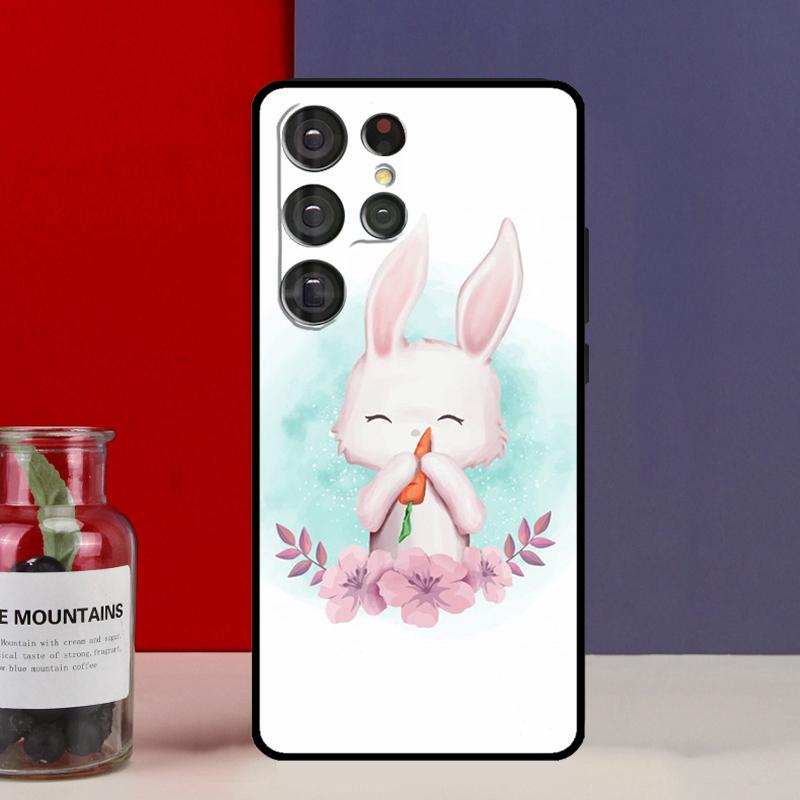 Cute Bunny Rabbit Funda Case For Samsung Galaxy S25 Ultra S9 S10 S20 S21 FE S22 S23 Plus S24 Ultra Phone Cover