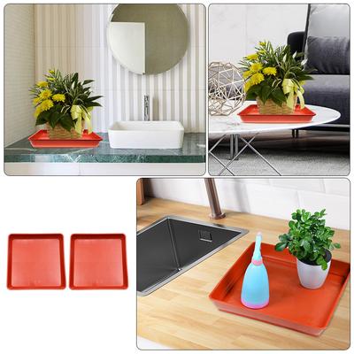 2 Stück Premium Harz Kunststoff Pflanzenuntersetzer Schale Quadratisch Flacher Boden Rutschfest für Blumentopf Bonsai Sukkulente Tropfschale Pflanzgefäß