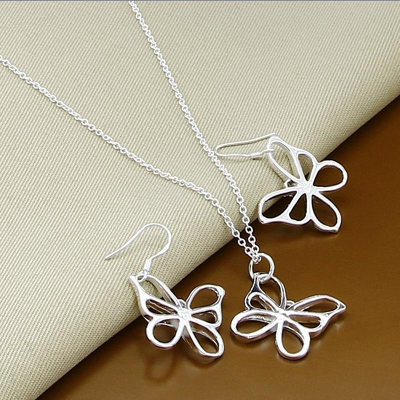 Accessories Empty Butterfly Necklace Earrings Set T136