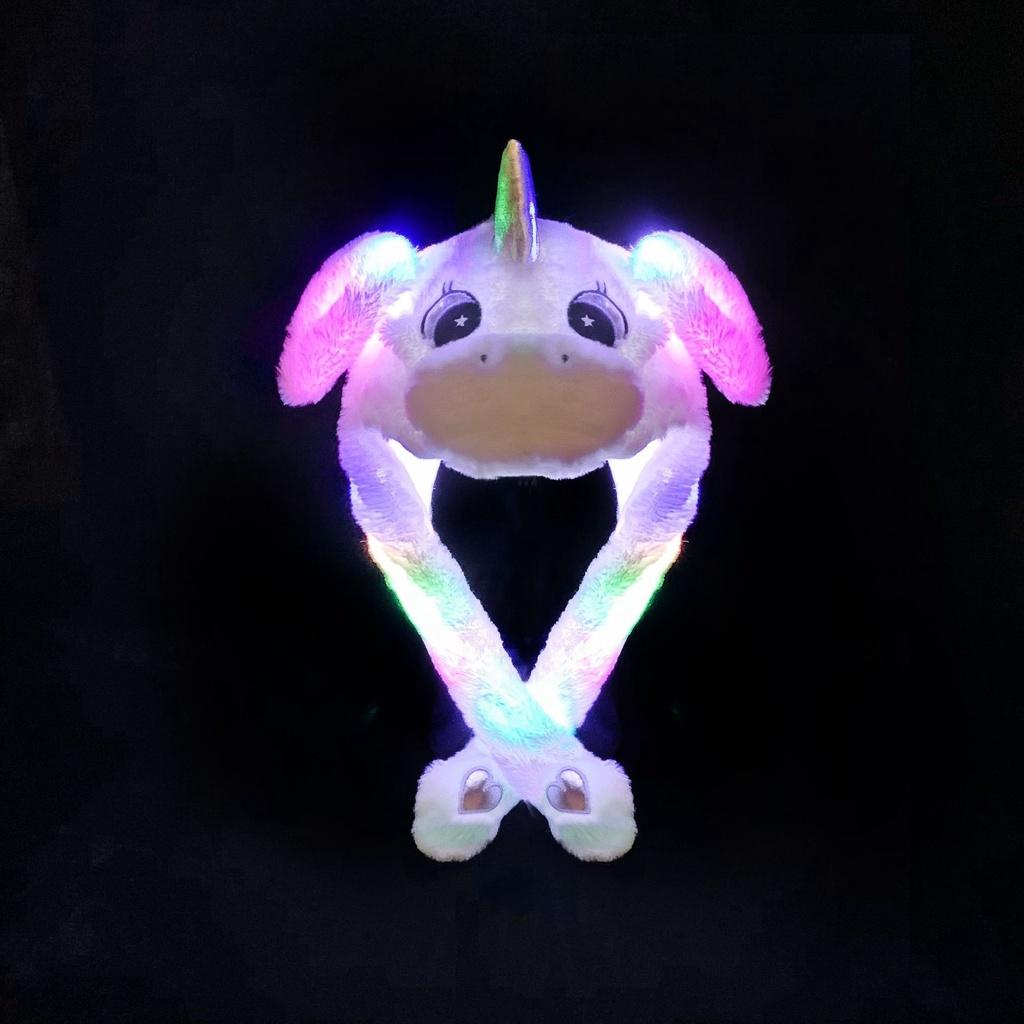 Rabbit Cartoon Womens Hat Winter Plush Moving Bunny Ears Shine Earflaps Movable