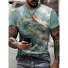 Summer 3D dragon pattern men's T-shirt, street fashion men's top, trendy oversized men's clothing, casual men's short sleeved T-shirt