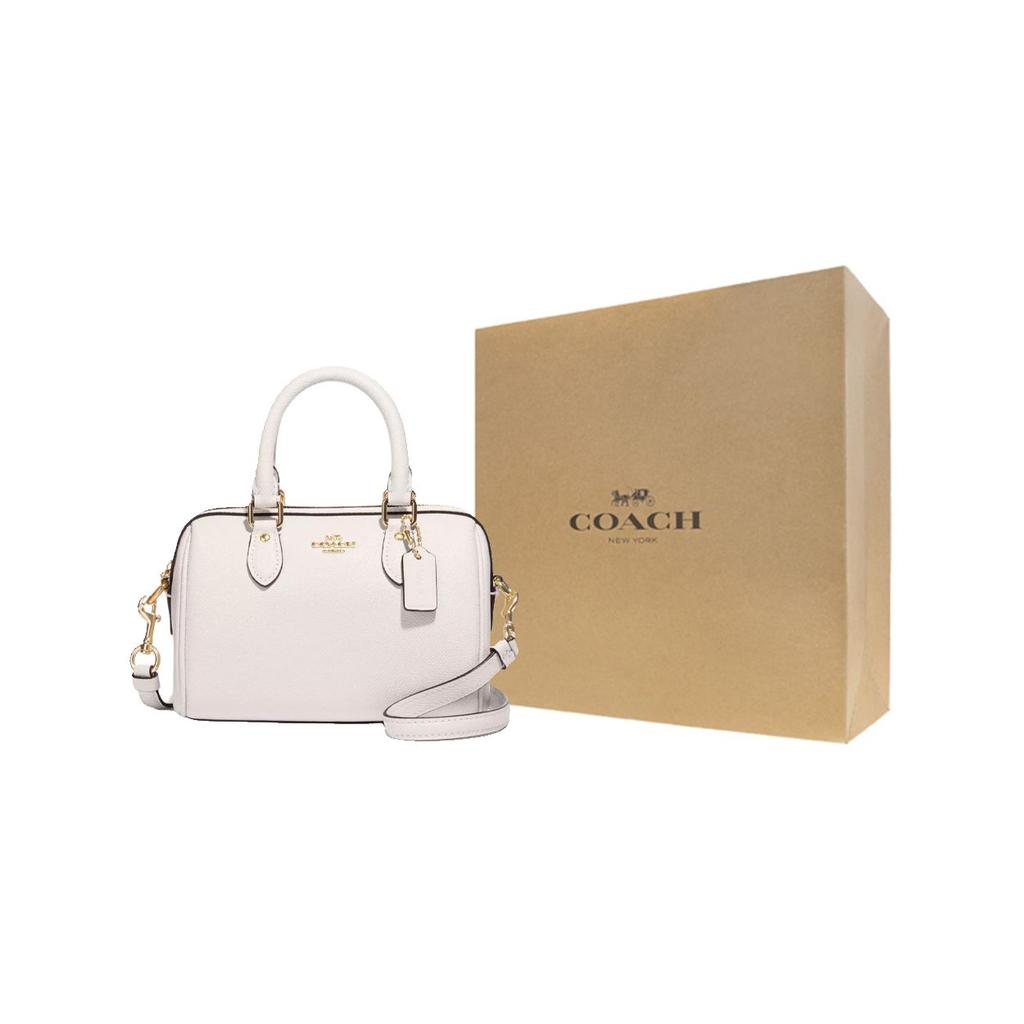 Coach Rowan 18 Metal Logo Zipper Closure Recycled Leather Handheld Shoulder Crossbody Bag Small Women Bags White CV404-IMCHK