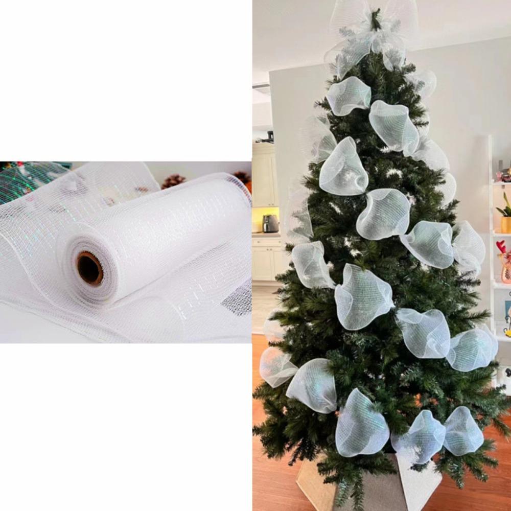 Shiny Christmas Decoration Mesh Ribbon 26cm Christmas Wrapping Ribbon  Gift Package
