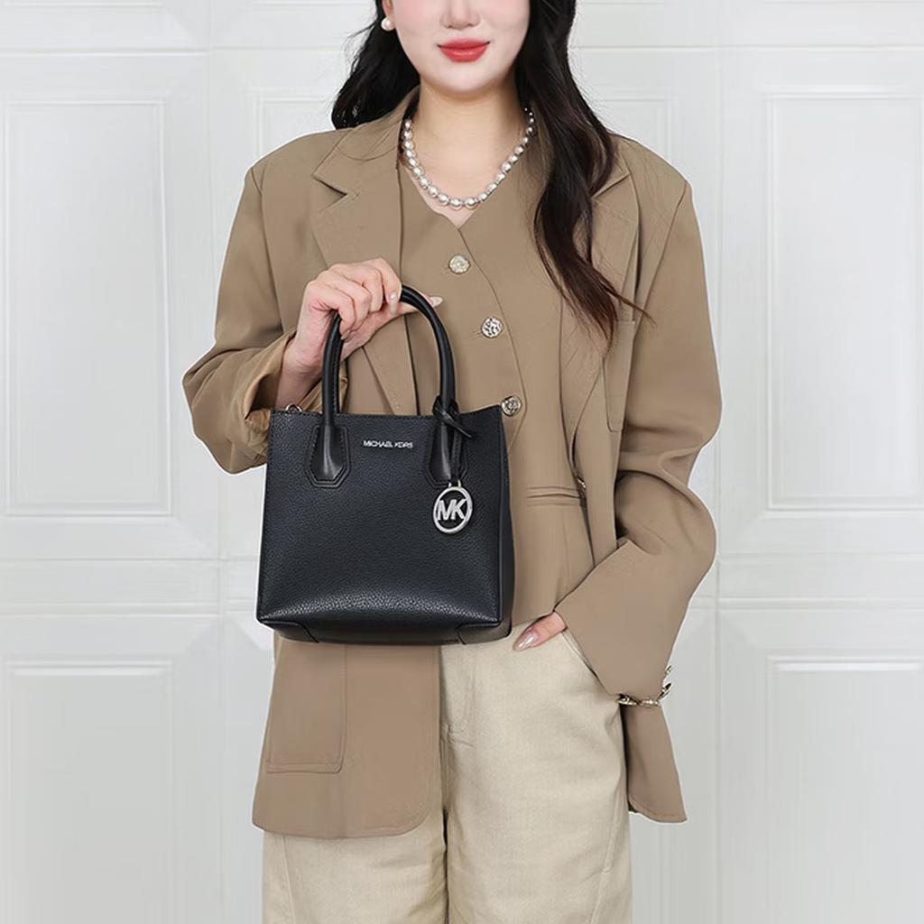 Michael Kors MK Silver Buckle Logo PVC Crossbody Handbag Women Handbags Black 35F3SM9M2L-BLACK