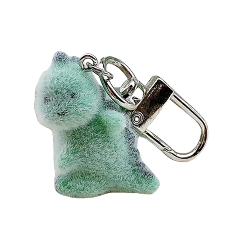 Милый флокированный динозавр, подвеска-шарм, модный флокированный брелок-динозавр, плюшевый кулон-аксессуар для сумки и ключей 1