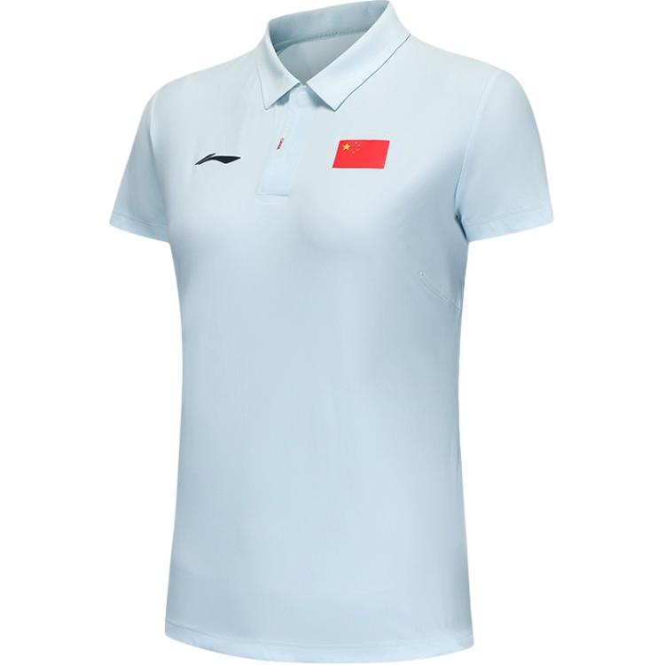 

Li-Ning Серия Glory Удобная Повседневная Простая Футболка-поло с коротким рукавом Женские топы Народно-синий APLV438-2 S