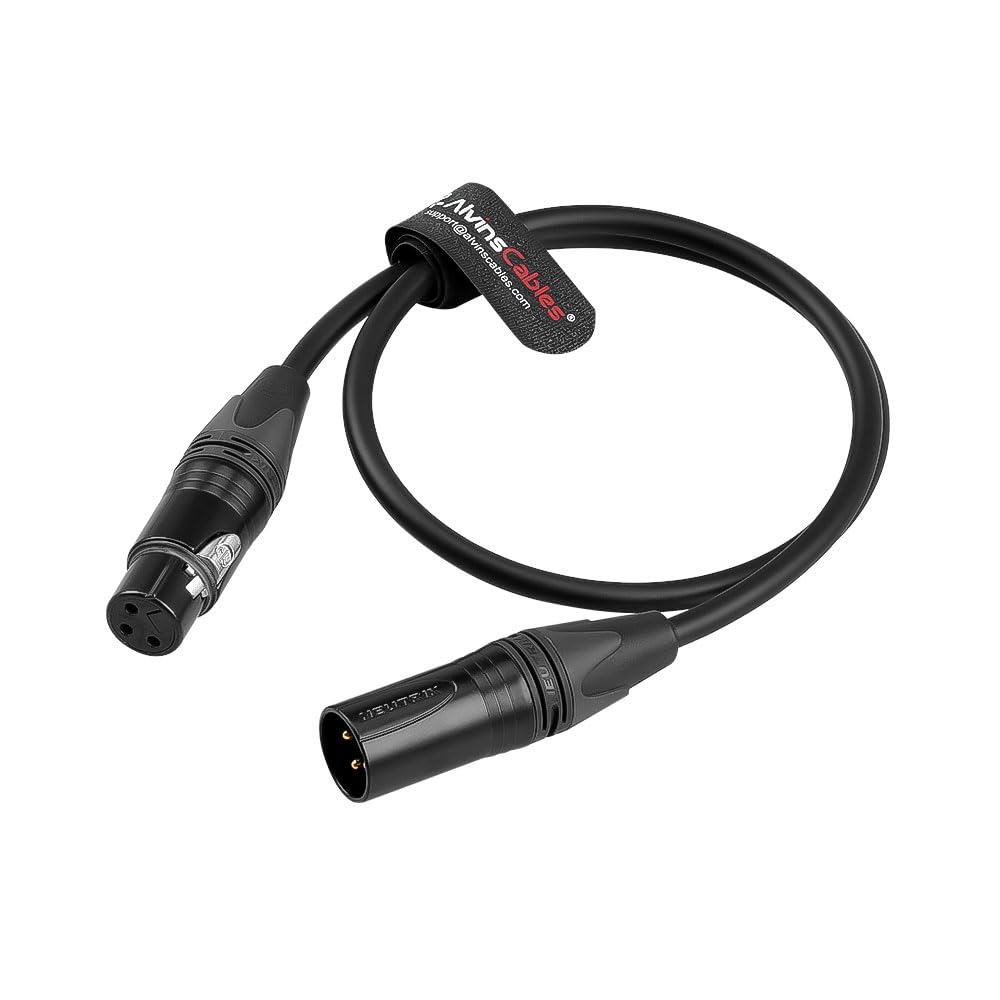 Cables XLR Balanced Microphone Shielded Compatible with Sennheiser Sound Zaxcom 1m Alvin's 3-pin Male-Female Cable, Noise-Sealing Design, Shure,