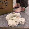 Cool slippers women's summer new outer wear fashion one-word drag platform trend cross casual beach sandals