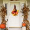 Door Enchanting Thanksgiving Decor Featuring Rustic Autumn Wreath With Dark Maple Leaf Hat