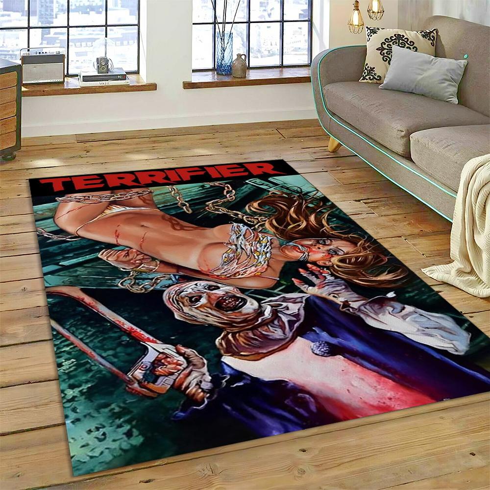 3D Terrifier 3 Horror Clown Movie Cartoon Carpet Rug for Bedroom Living Room Home Sofa Decoration,kids Play Decor Floor Mat Gift
