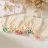 Floral Necklace With Shell Beads And Adjustable Cord For Women