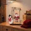 Wooden Snowman Decorations 3D Santa Swing Tabletop Decor, Christmas Ornament, Hand Painted Xmas Gift Farmhouse Indoor Shelf Mantel Display,