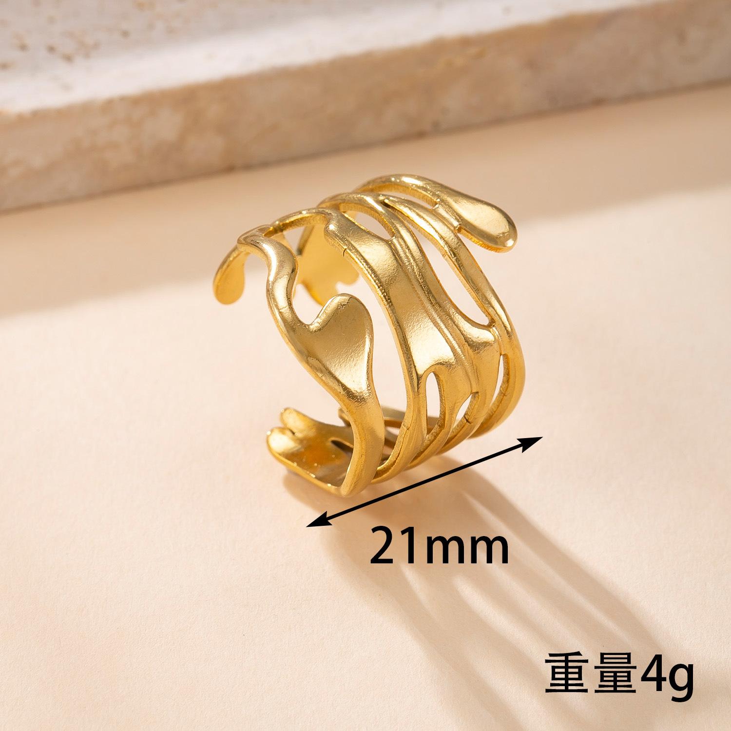 Irregular Geometric Open Ring Trendy Waterproof Stainless Steel Gold Color Women Rings Zircon Gift Wholesale Open