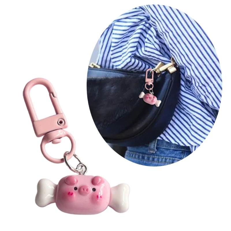Pig Pendant Alloy Acrylic Material Long Lasting Use Animal Keychain for Bag