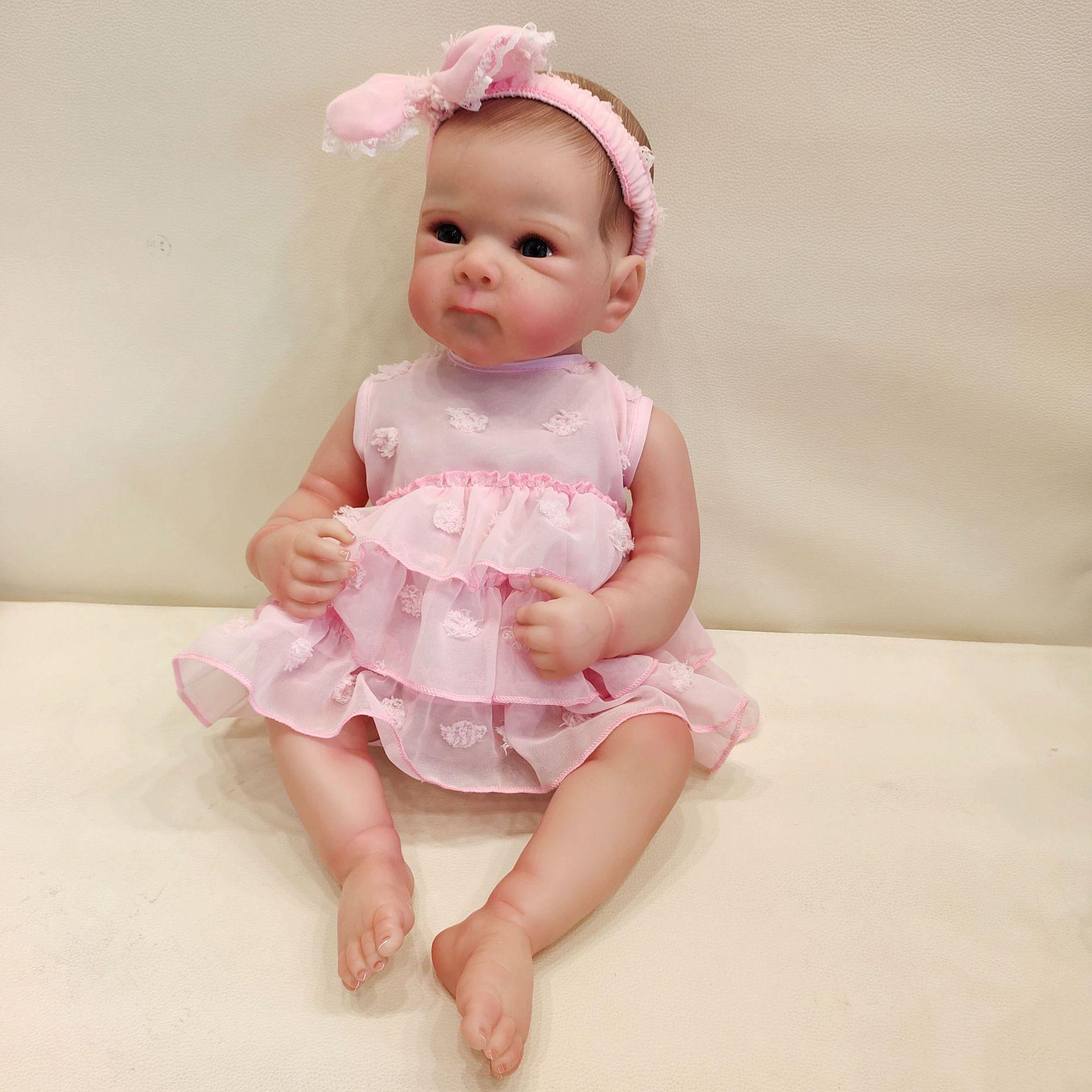 

Реалистичная кукла реборн 48 см, кукла для купания Бетти - тело из винила, волосы, расписанные вручную, и розовое платье принцессы Girl