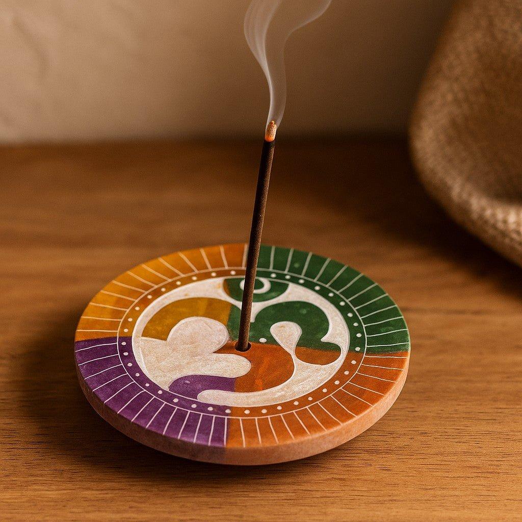 Incense Holder Soapstone Om Disc 8cm