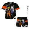 Sommer Anime Naruto T-skjorte Herre Fritidssett Merke Gutter T-skjorte Kortermet+shorts Overdimensjonert 3d-utskrift Todelt sett for barn