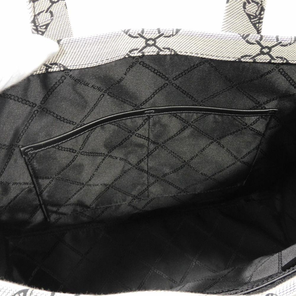 Used 11974 Gigi Empire Logo Large Tote 30S3G3GT3J 7924 Black 2-Way Shoulder Bag MK Jacquard Natural Unisex from Japan