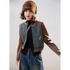 Bailuyu Damen Retro Color-Block Jeans-Kurzjacke