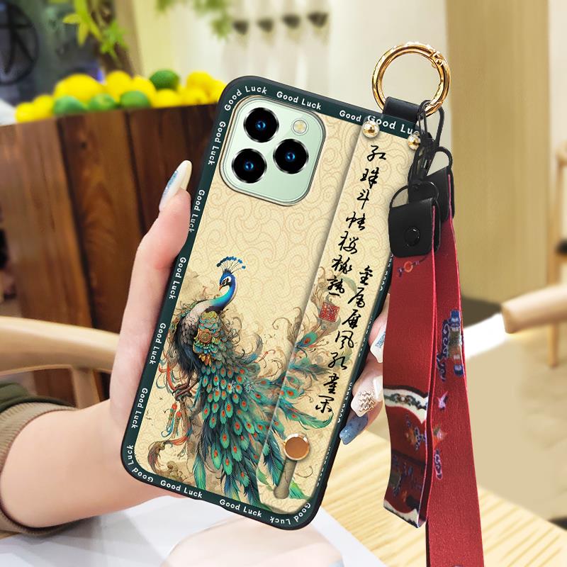 Fashion Elderly lady Phone Case For Oukitel C21 Pro Phone Holder Shockproof Anti-knock Waterproof Wrist Strap Soft case
