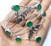 Green Onyx 925 Silver Plated Bangle 7" Women Gifts Fashion Forwarded Jewelry N8U89