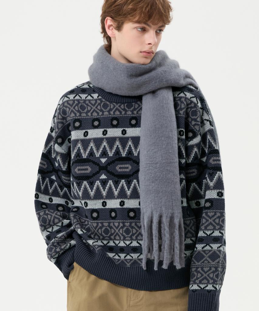 TRILLION Vintage Fair Isle Jacquard Crewneck Knit_Navy