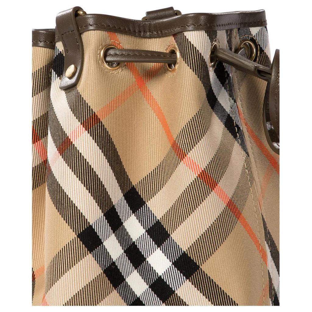 Burberry Checked Drawstring Bucket Bag Sand Women Bags Tan 8093804