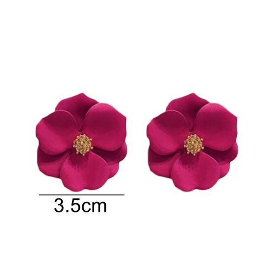 Women Fashion Painting Multicolor Flower Stud Earrings Summer Beach Jewelry Gift