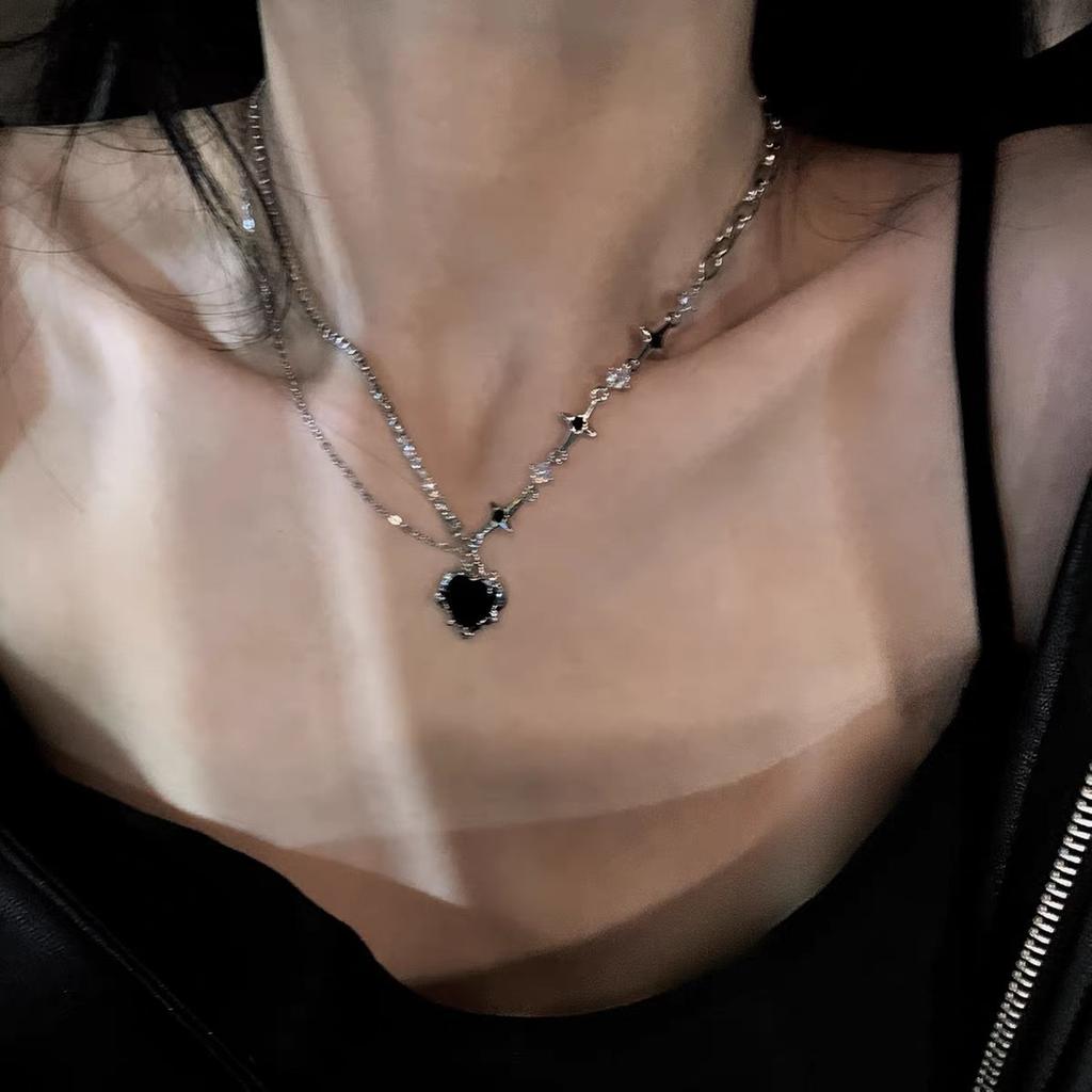 Fashionable Women Collarbone Y2K Zircon Necklace Double Layered Necklace Daily Casual Cocktail Party Choker