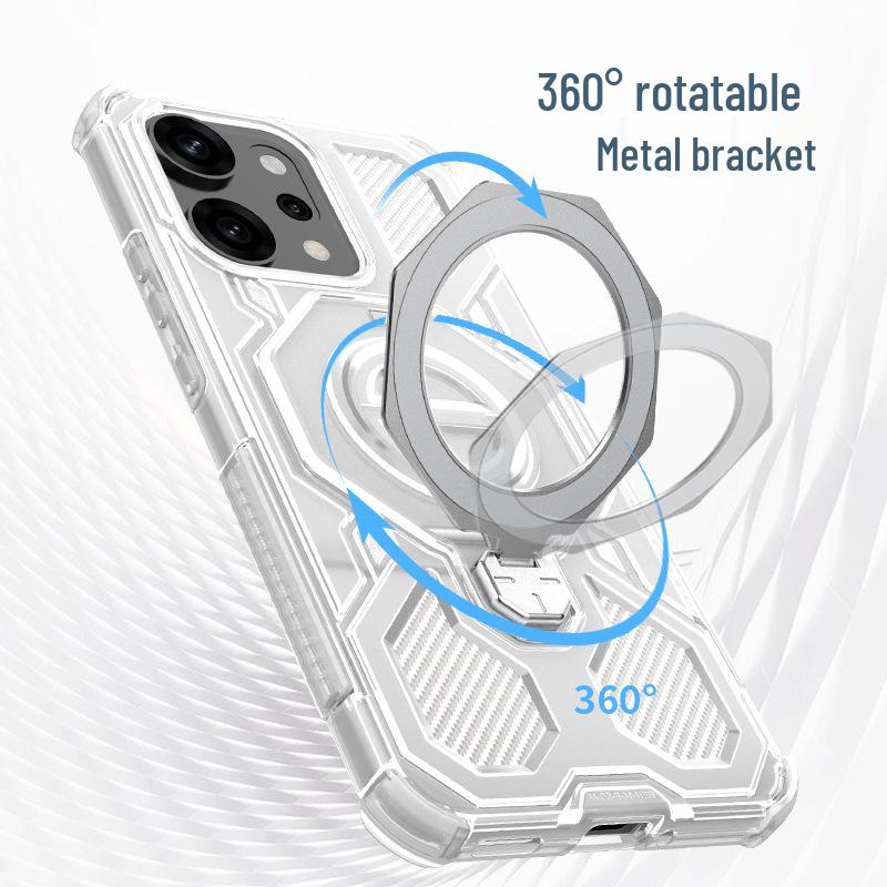 Przezroczyste Odporne na Upadki Obrotowe Etui Magnetyczne na Telefon do Serii OPPO i Realme 15