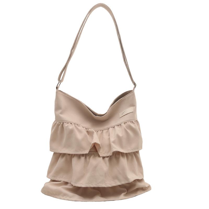 Korean Skirt Ruffle Cloth Bag Women's 2025 New Trendy Fashion Niche Tote Bag Large Capacity Messenger Bag