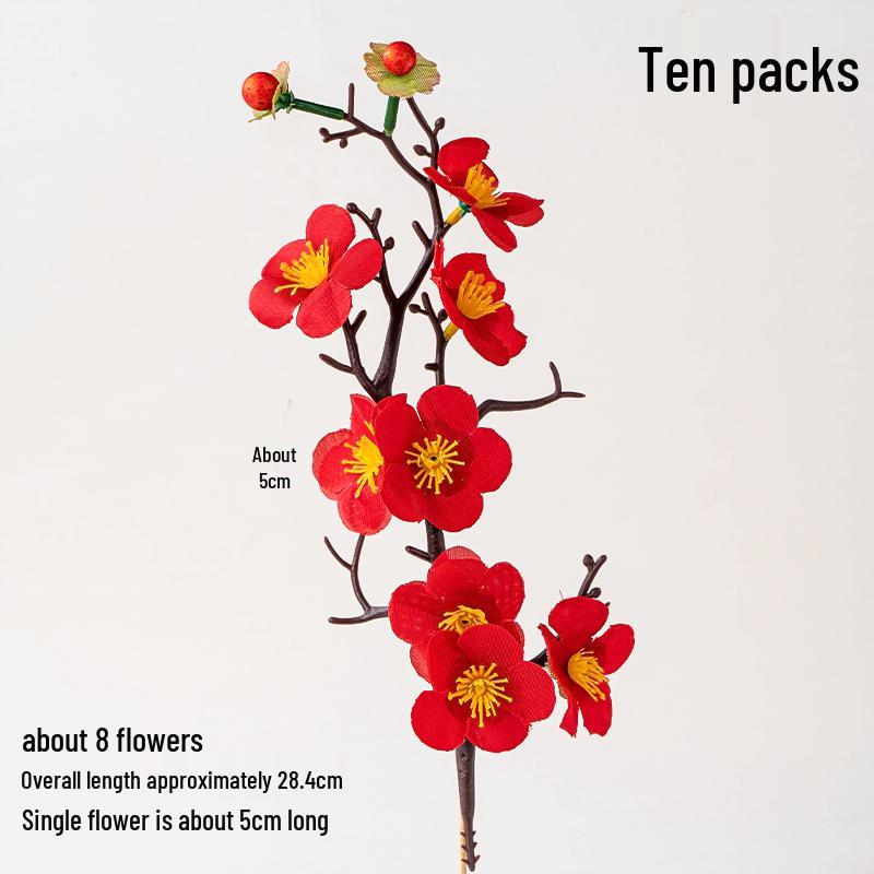 

Red Plum Flower Birthday Cake Decoration Insert for Festive Celebrations