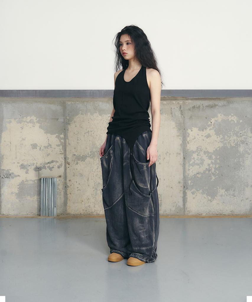 Eonyujeulaeb Double Curve Heavy Pants [Navy]