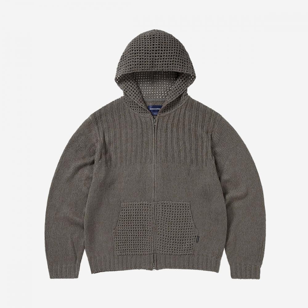 

Thisisneverthat Crochet Knit Zip Up Hoodie Tn253kknzk02 XL