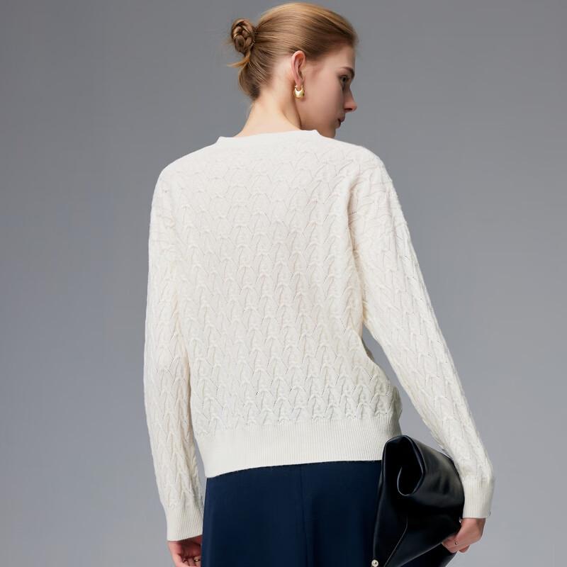 Paro Women's 100% Cashmere Cable Knit V-Neck Sweater