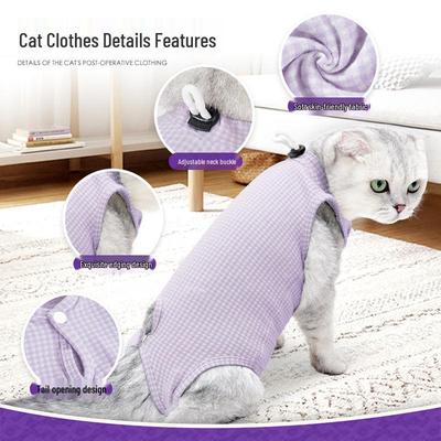 Traje para Mascotas Transpirable Post-Esterilización - Fácil de Poner/Quitar, Ropa de Destete Anti-Lamido para Gatos