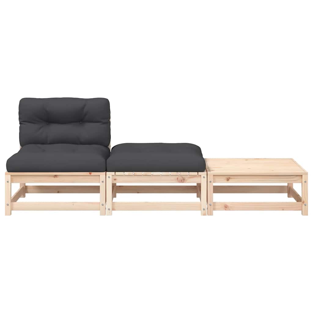 Vidaxl Garden Armless Sofa, With Cushions And Footrests