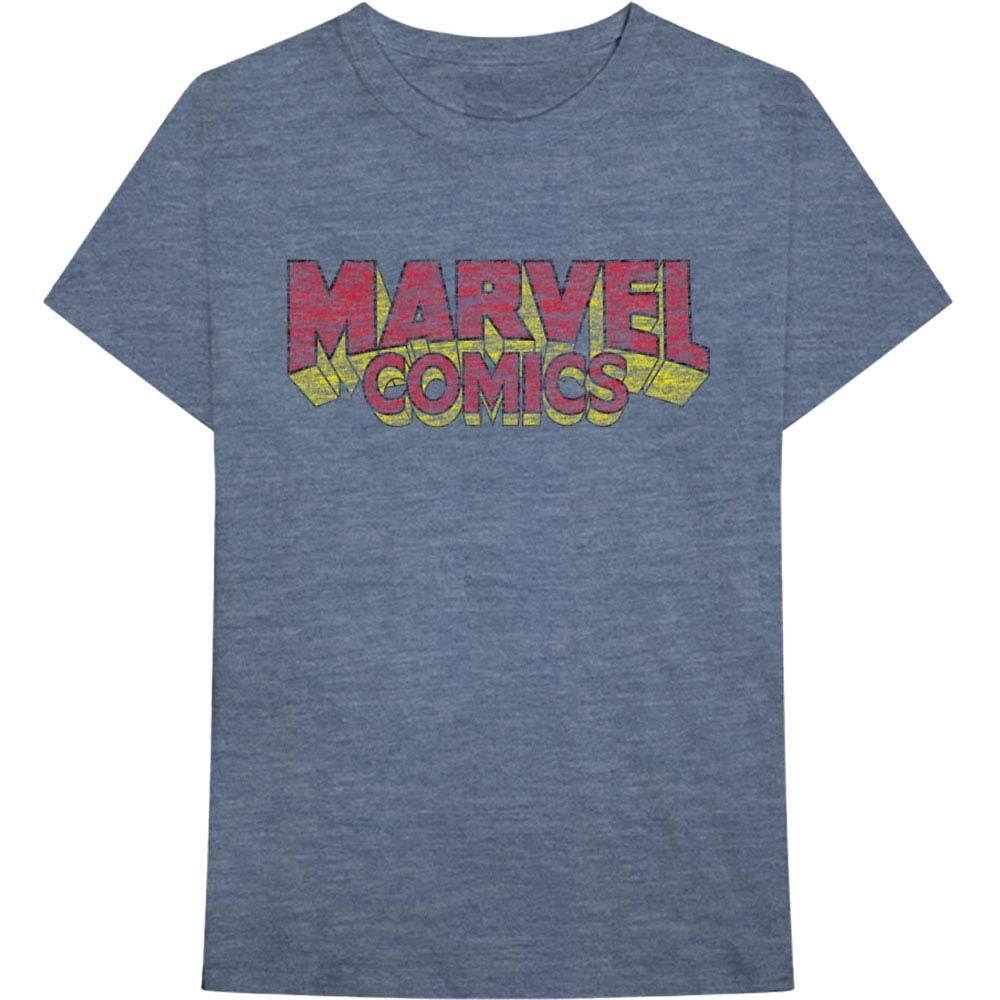 Men s Marvel Comics Distressed Logo Slim Fit T-shirt Large Blue M