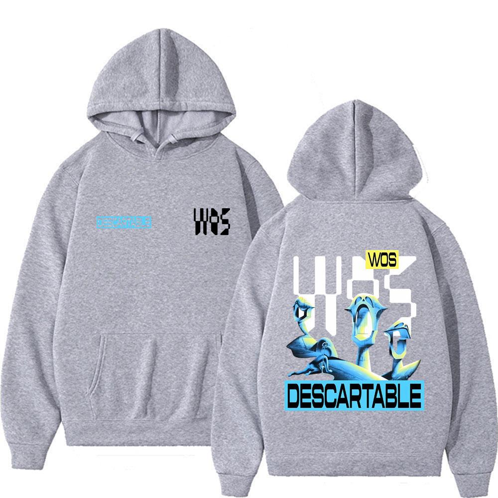 Rapper WOS DS3 DESCARTABLE  Print Hoodies Men Hip Hop Vintage Pullover Sweatshirts Unisex Casual Comfort Long Sleeve Hoodie Tops
