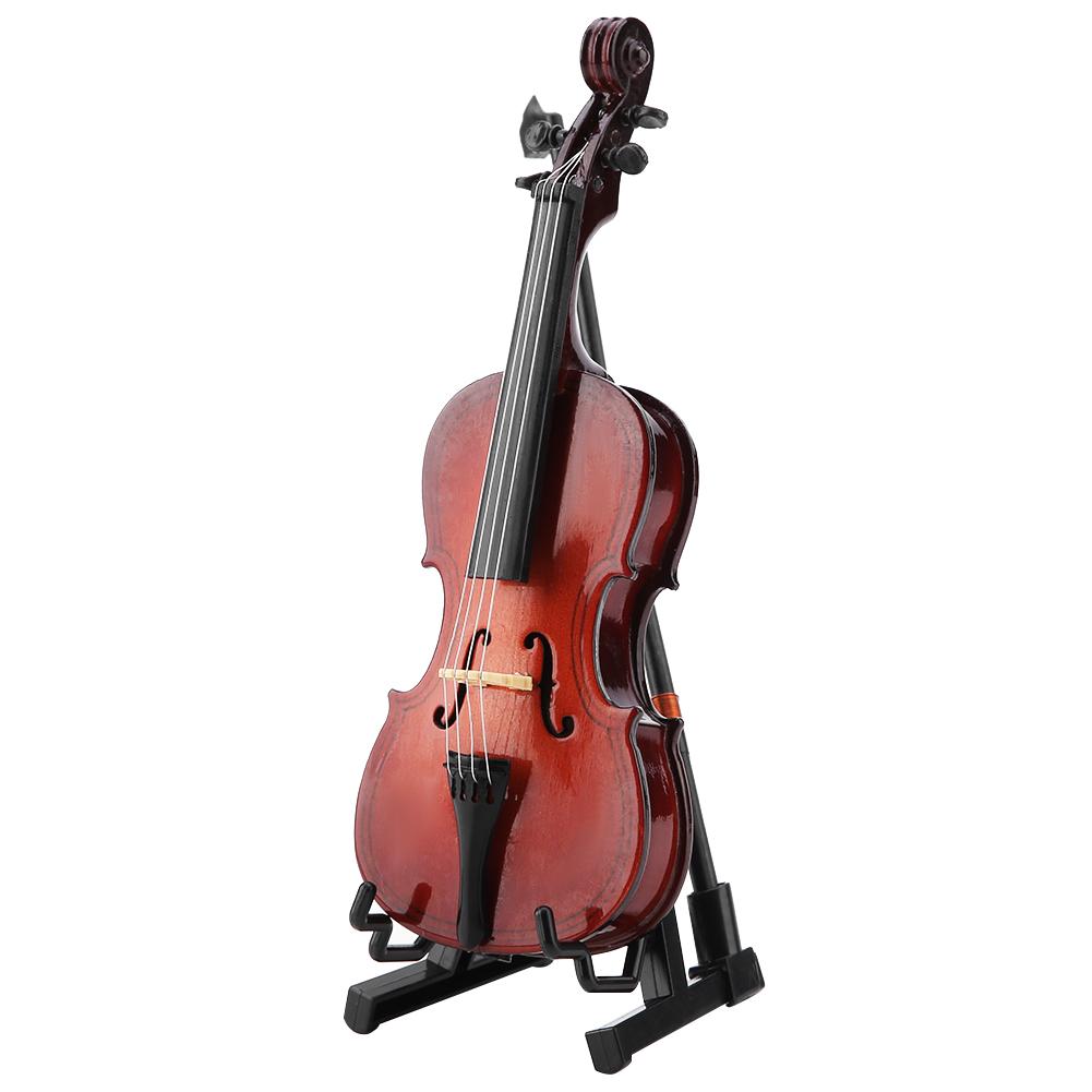 5.5in Wooden Miniature Cello Replica with Case Instrument Model Musical Gifts Ornaments
