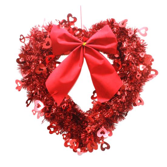 

Tinsel Heart Shaped Wreath with Bow for Front Door Valentine s Day Red Pink Heart Wreath M