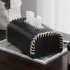 Leather Tissue Box Color-blocked Thread Weaving Two-color Home Napkin Holder Paper Towel Holder Organizadores Home Decoraction