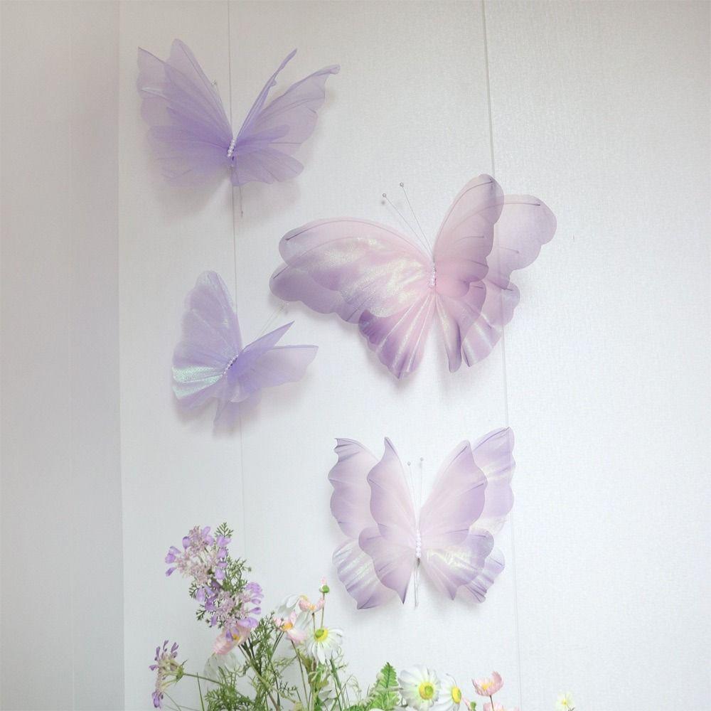 48cm Big Simulation Butterfly Hollow Design 3D Effect Hanging Butterfly Large Size Gauze Material Fake Butterfly